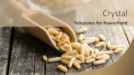  Presentation with pine - Cool new slide set with tasty pine nuts in scoop backdrop and a soft green colored foreground