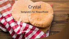  Presentation with pita bread on plate - Slides having tasty pita bread on old background and a yellow colored foreground
