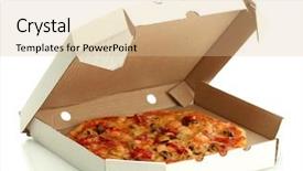  Presentation with outside the box - Presentation theme featuring tasty pizza in box isolated background and a lemonade colored foreground