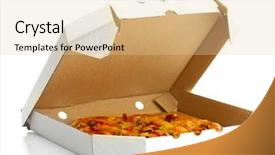  Presentation with pizza - PPT theme featuring tasty pizza in box isolated background and a lemonade colored foreground
