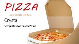  Presentation with pizza delivery - Beautiful presentation theme featuring tasty pizza in box isolated backdrop and a white colored foreground