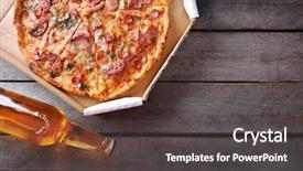  Presentation with beer bottle - Audience pleasing slides consisting of tasty pizza in carton backdrop and a  colored foreground