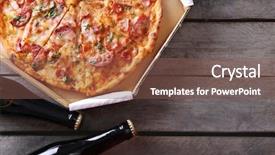  Presentation with beer bottle - Cool new slides with tasty pizza in carton backdrop and a  colored foreground