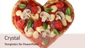  Presentation with clouds in heart shape - Slides featuring tasty pizza in heart shape background and a coral colored foreground