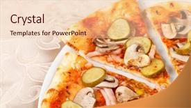  Presentation with pizza - PPT layouts having tasty-pizza-on-the-plate background and a lemonade colored foreground