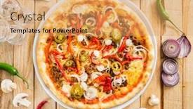  Presentation with rustic wood wooden frame - Colorful presentation enhanced with tasty-pizza-on-the-wooden backdrop and a yellow colored foreground