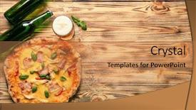  Presentation with beer - Beautiful slides featuring tasty pizza with beer top backdrop and a coral colored foreground