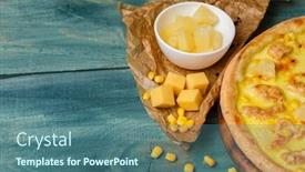  Presentation with pineapple - Cool new PPT theme with tasty-pizza-with-pineapple backdrop and a ocean colored foreground