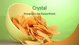  Presentation with potato chips - PPT theme consisting of tasty potato chips in green background and a soft green colored foreground