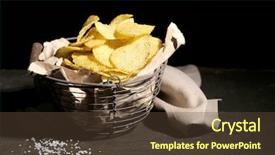  Presentation with potato - Presentation theme with tasty potato chips in metal background and a tawny brown colored foreground
