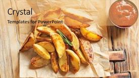  Presentation with wedges - Slides consisting of tasty potato wedges and tomato background and a yellow colored foreground