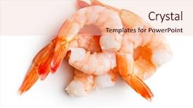  Presentation with prawn - Presentation theme having tasty prawns on white background background and a lemonade colored foreground