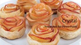  Presentation with puff pastry - Slide deck having tasty puff pastry with apple shaped roses on plate close-up background and a coral colored foreground