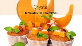  Presentation with muffins - Theme having tasty pumpkin muffins isolated on white background and a yellow colored foreground