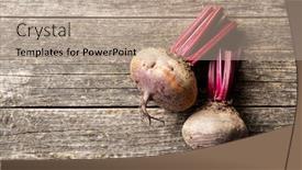  Presentation with beetroot - Slide deck featuring tasty raw beetroot healthy vegetable on old wooden table top view background and a mint green colored foreground
