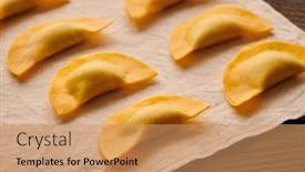  Presentation with spinach - Slide deck with tasty-raw-homemade-ravioli-pasta background and a coral colored foreground