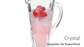  Presentation with lemonade - Cool new presentation theme with tasty refreshing lemonade with strawberry in glass jug on white background backdrop and a white colored foreground