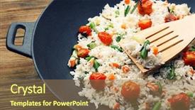  Presentation with rice - Cool new presentation with tasty rice preparing in wok backdrop and a coral colored foreground