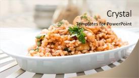  Presentation with lemongrass herb plant fresh leaves - Colorful presentation theme enhanced with tasty risotto with shrimp fresh backdrop and a coral colored foreground