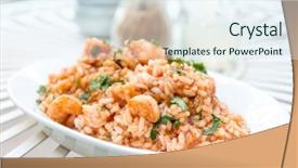  Presentation with lemongrass herb plant fresh leaves - Colorful PPT layouts enhanced with tasty risotto with shrimp fresh backdrop and a  colored foreground