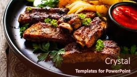  Presentation with ribs - Slide deck enhanced with tasty-roasted-ribs-with-baked background and a wine colored foreground
