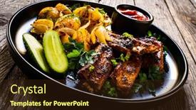  Presentation with ribs - Beautiful slide deck featuring tasty-roasted-ribs-with-baked backdrop and a wine colored foreground