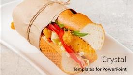  Presentation with roll - Slides featuring tasty-roll-with-ham-cheese background and a coral colored foreground