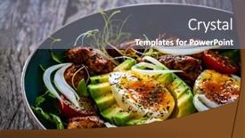  Presentation with fresh avocado - PPT layouts with tasty-salad-fried-chicken-breast background and a gray colored foreground