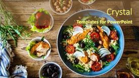  Presentation with fried chicken - PPT layouts featuring tasty-salad-fried-chicken-nuggets background and a  colored foreground