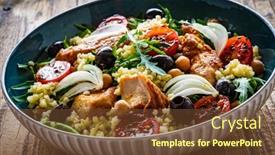  Presentation with fried chicken - Presentation consisting of tasty-salad-fried-chicken-nuggets background and a tawny brown colored foreground