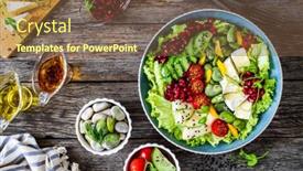  Presentation with leafy greens - PPT layouts featuring tasty-salad-leafy-greens-camembert background and a tawny brown colored foreground