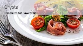  Presentation with melon - Presentation theme featuring tasty-salad-prosciutto-crudo-melon background and a light gray colored foreground
