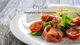  Presentation with melon - Slide deck with tasty-salad-prosciutto-crudo-melon background and a light gray colored foreground