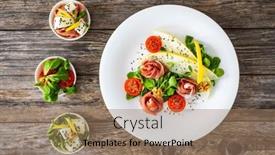  Presentation with melon - Slides featuring tasty-salad-prosciutto-crudo-melon background and a coral colored foreground