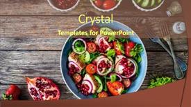  Presentation with salad - Presentation theme consisting of tasty-salad-roast-pork-loin background and a violet colored foreground