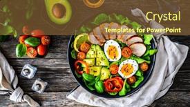  Presentation with veal - Slide deck with tasty-salad-roasted-veal-loin background and a tawny brown colored foreground