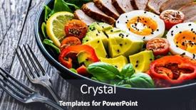  Presentation with veal - Presentation theme consisting of tasty-salad-roasted-veal-loin background and a dark gray colored foreground