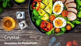  Presentation with veal - Presentation featuring tasty-salad-roasted-veal-loin background and a gray colored foreground