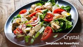  Presentation with feta cheese - PPT theme with tasty-salad-vegetables-feta-cheese background and a tawny brown colored foreground