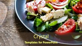  Presentation with feta cheese - Presentation featuring tasty-salad-vegetables-feta-cheese background and a tawny brown colored foreground