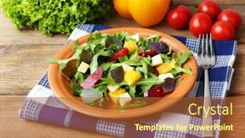  Presentation with salad - Slide set with tasty-salad-with-arugula-leaves background and a red colored foreground