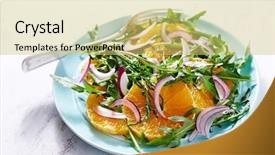  Presentation with white healthy food - Presentation enhanced with tasty salad with orange background and a  colored foreground