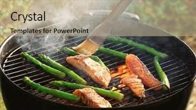  Presentation with hydroponics vegetables hydroponic vegetable - Cool new PPT theme with tasty salmon slices with vegetable backdrop and a mint green colored foreground