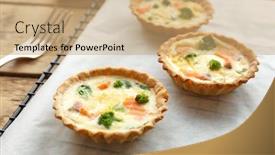  Presentation with parchment - PPT layouts consisting of tasty-salmon-tartlets-on-parchment background and a coral colored foreground