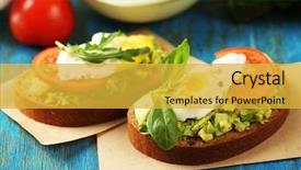  Presentation with avocado - Audience pleasing slide deck consisting of tasty sandwich with egg avocado backdrop and a yellow colored foreground