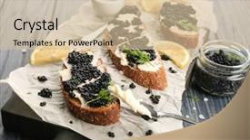 Presentation with caviar - Cool new presentation theme with tasty sandwiches with black caviar backdrop and a soft green colored foreground
