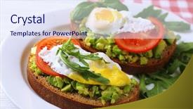  Presentation with fresh toast sandwiches egg - Beautiful slide set featuring tasty sandwiches with egg avocado backdrop and a sky blue colored foreground