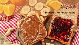  Presentation with peanut butter - Cool new slide deck with tasty sandwiches with peanut butter backdrop and a yellow colored foreground