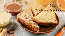  Presentation with peanut butter and jelly - PPT theme with tasty sandwiches with peanut butter background and a yellow colored foreground