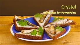  Presentation with wooden - Presentation design having tasty-sandwiches-with-sprats background and a tawny brown colored foreground